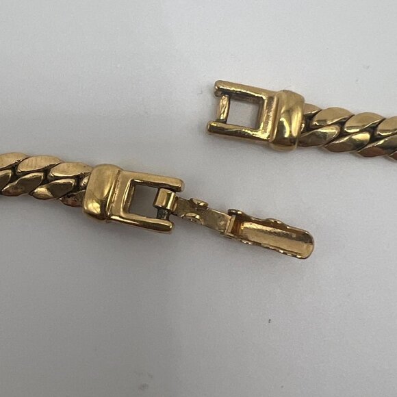 Vintage Goldtone Woven Chain Collar Necklace with Purple Cabochon - Picture 6 of 7